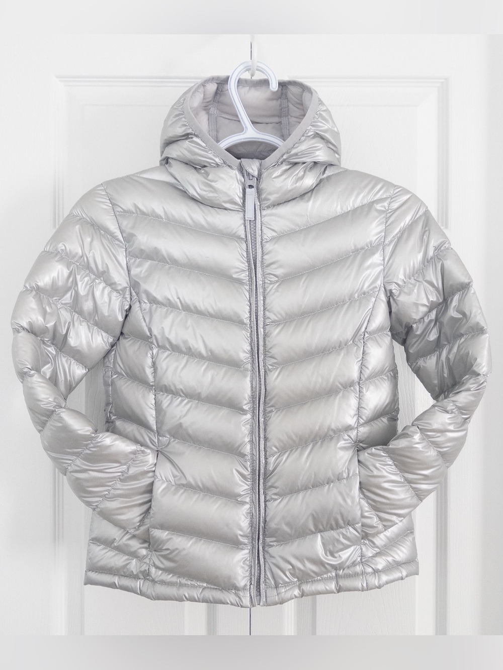 Manguun Teens Kids' Metallic Silver Hooded Packable Puffer Jacket